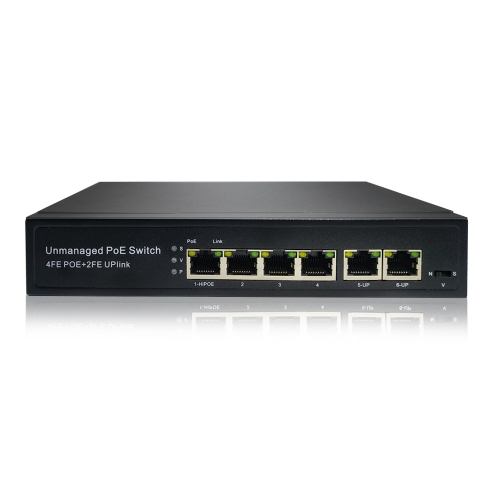 6-Port PoE switch with 4 poe port supports 250m Distance